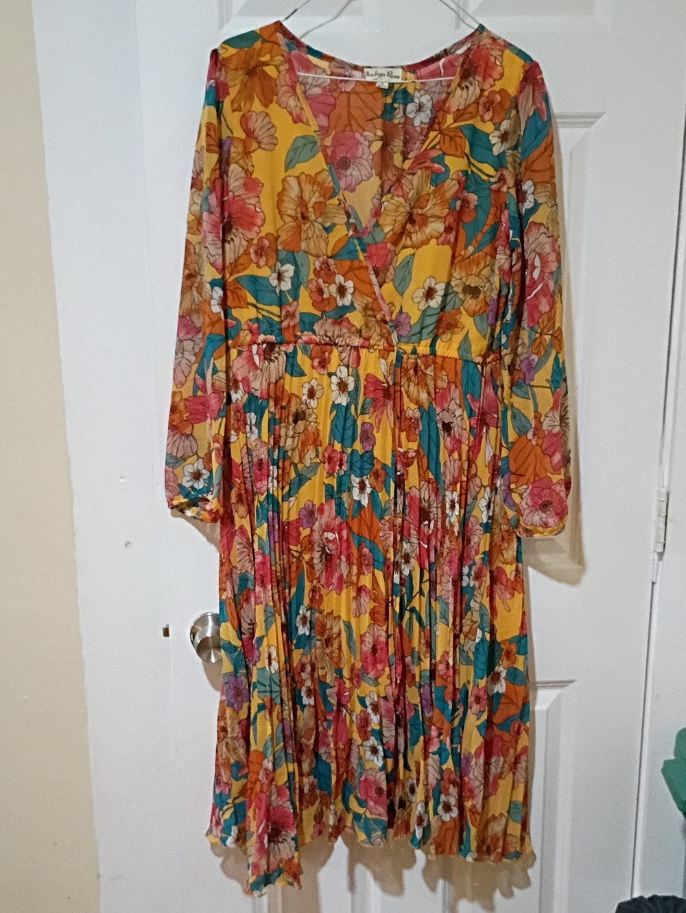 Maeve Yellow Multi Floral Wrap Midi Dress